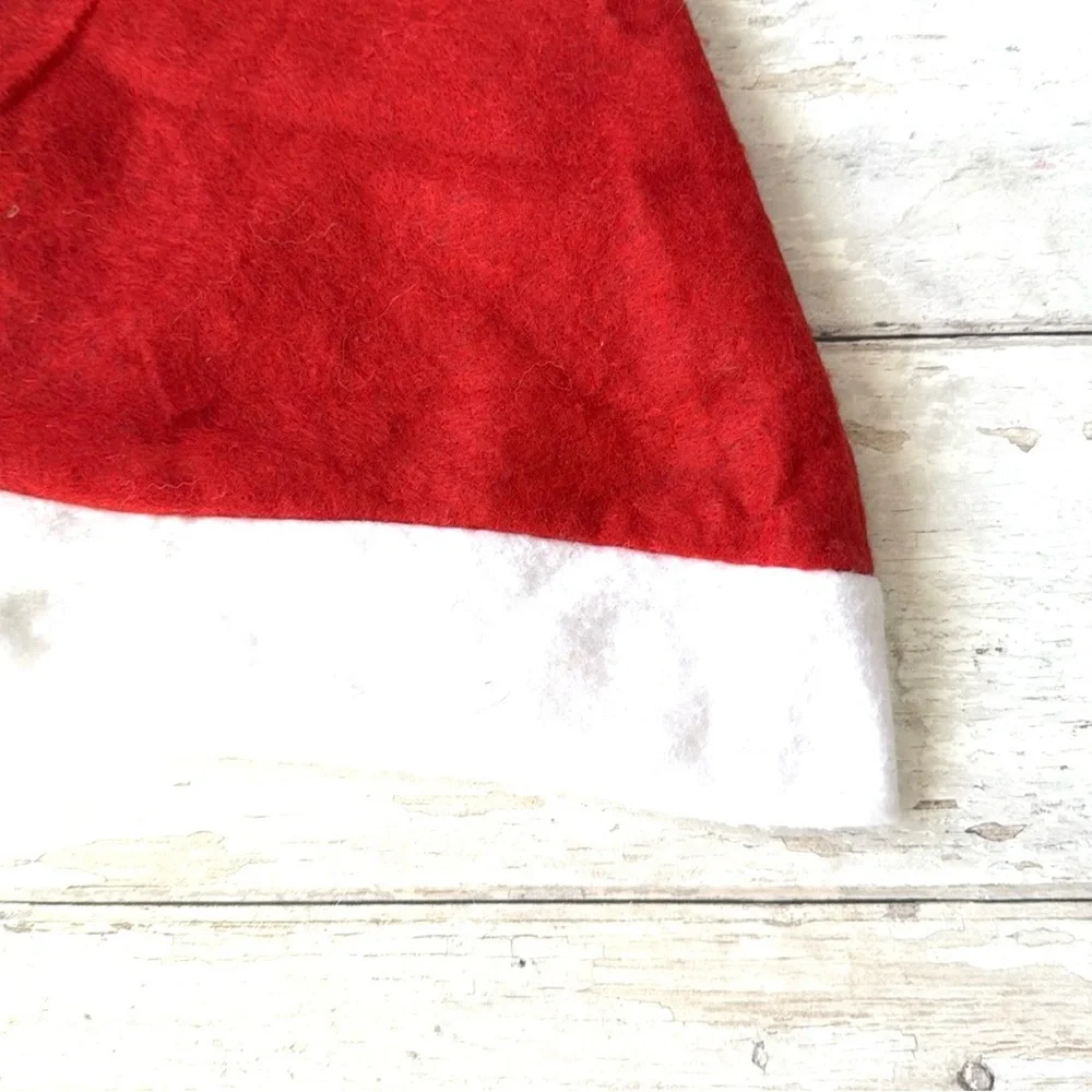 Santa Hat Christmas Holiday Fun Costume Cap Red White Pom Pom